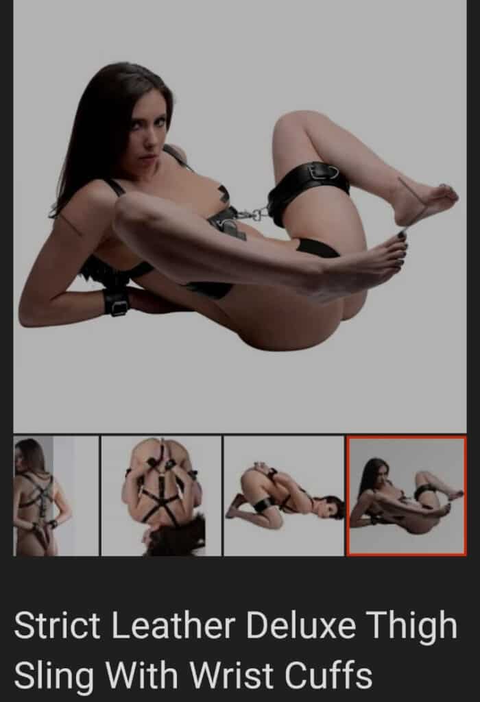 Skip to the beginning of the images gallery Strict Leather Deluxe Thigh Sling With Wrist Cuffs